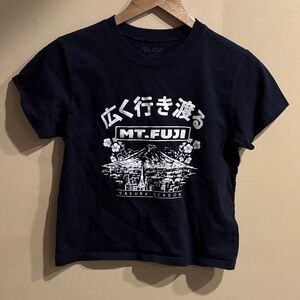Brandy Melville Black Mt. Fuji Graphic T-Shirt